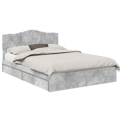 Storage Bed Concrete Grey 150 x 200 cm Engineered Wood
