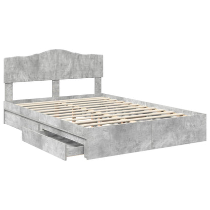 Storage Bed Concrete Grey 150 x 200 cm Engineered Wood