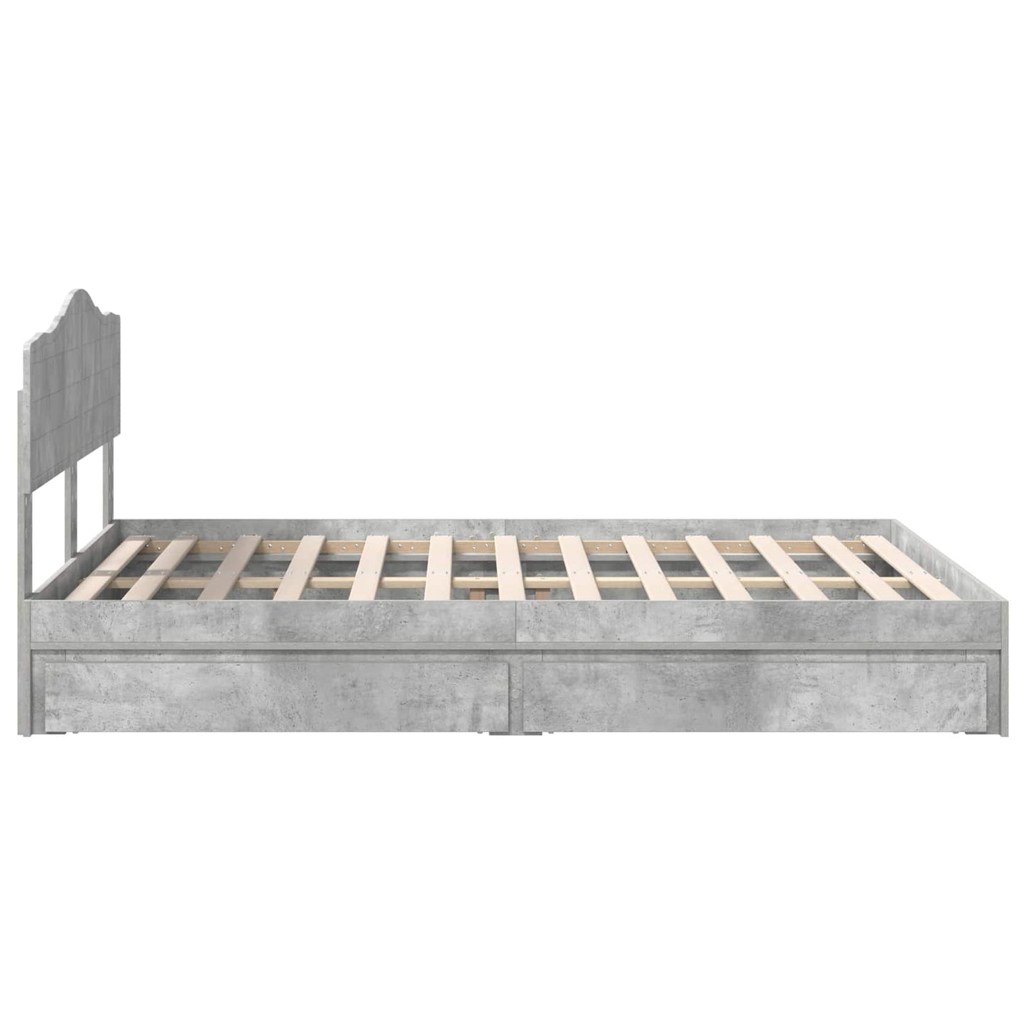 Storage Bed Concrete Grey 150 x 200 cm Engineered Wood