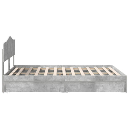 Storage Bed Concrete Grey 150 x 200 cm Engineered Wood