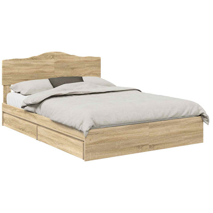 Storage Bed with Drawer Sonoma Oak 140 x 200 cm Engineered Wood
