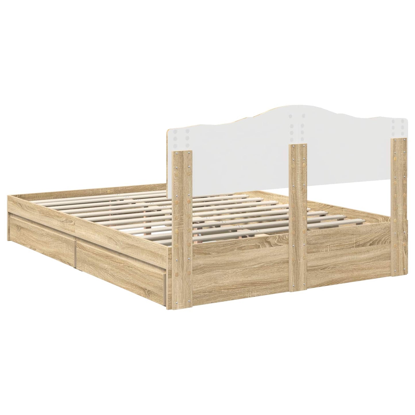 Storage Bed with Drawer Sonoma Oak 140 x 200 cm Engineered Wood