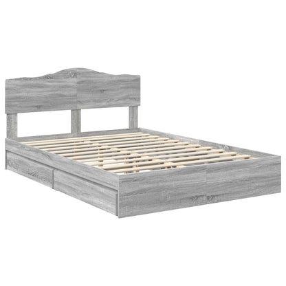 Storage Bed Grey Sonoma 140 x 200 cm Engineered Wood