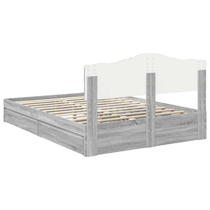 Storage Bed Grey Sonoma 140 x 200 cm Engineered Wood