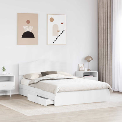 Storage Bed with Headboard White 140 x 190 cm Engineered Wood