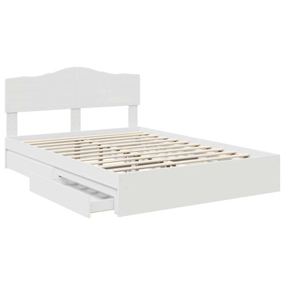 Storage Bed with Headboard White 140 x 190 cm Engineered Wood