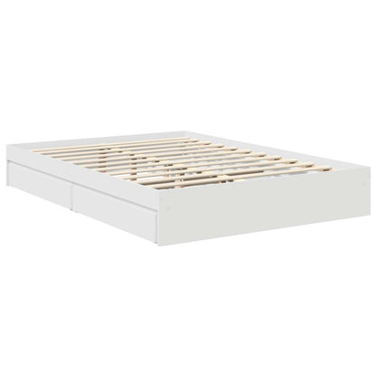 Storage Bed with Headboard White 140 x 190 cm Engineered Wood