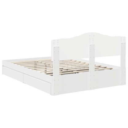 Storage Bed with Headboard White 140 x 190 cm Engineered Wood
