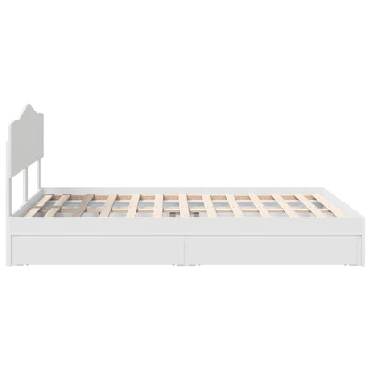 Storage Bed with Headboard White 140 x 190 cm Engineered Wood