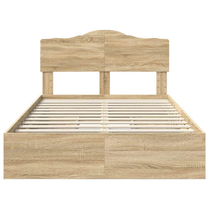 Storage Bed with Drawer Sonoma Oak 135 x 190 cm Engineered Wood