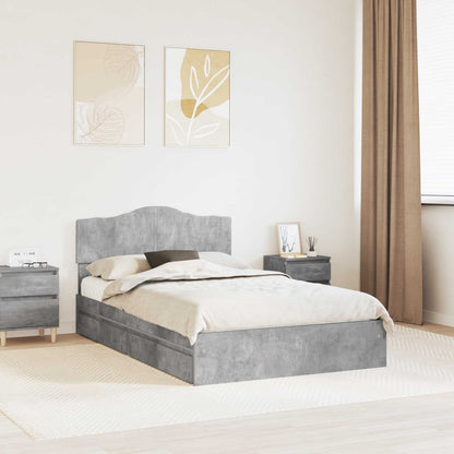 Storage Bed Concrete Grey 135 x 190 cm Engineered Wood
