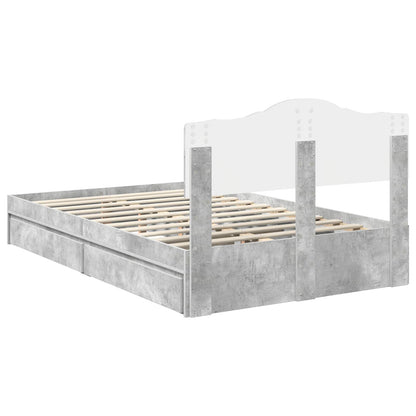 Storage Bed Concrete Grey 135 x 190 cm Engineered Wood
