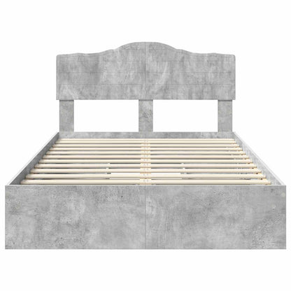 Storage Bed Concrete Grey 135 x 190 cm Engineered Wood