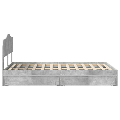 Storage Bed Concrete Grey 135 x 190 cm Engineered Wood