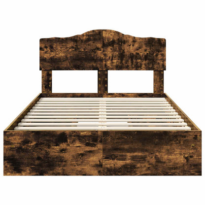 Storage Bed with Drawer Smoked Oak 135 x 190 cm Engineered Wood