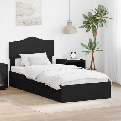 Storage Bed with Headboard Black 100 x 200 cm Engineered Wood