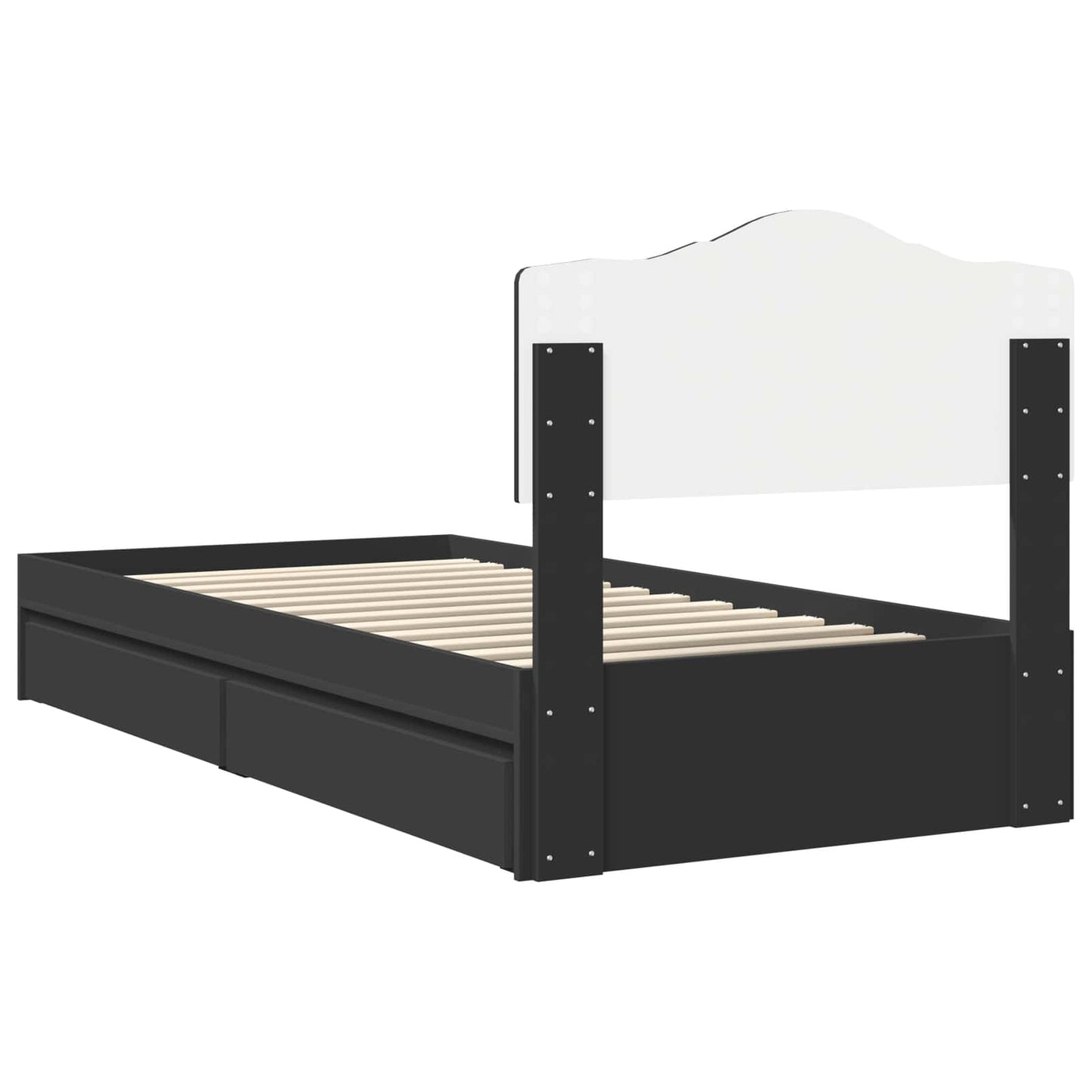 Storage Bed with Headboard Black 100 x 200 cm Engineered Wood