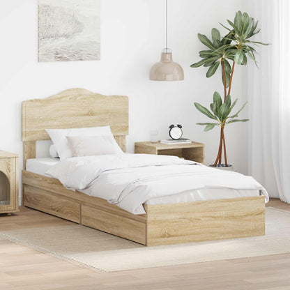 Storage Bed with Drawer Sonoma Oak 100 x 200 cm Engineered Wood