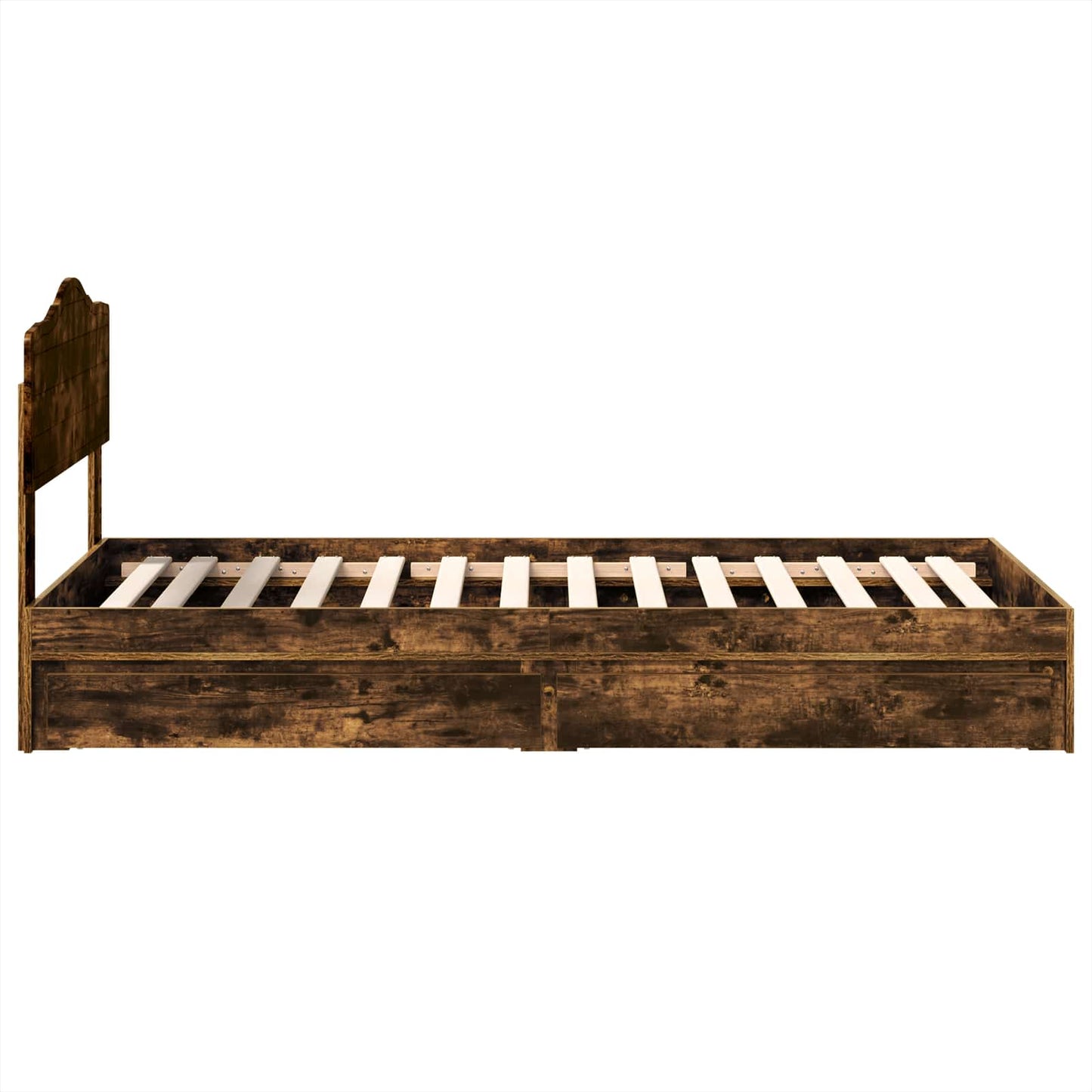 Storage Bed with Drawer Smoked Oak 100 x 200 cm Engineered Wood