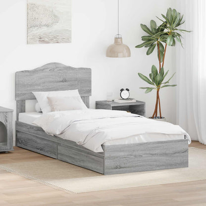 Storage Bed Grey Sonoma 100 x 200 cm Engineered Wood