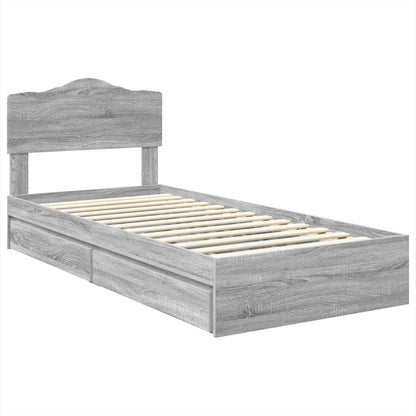 Storage Bed Grey Sonoma 100 x 200 cm Engineered Wood