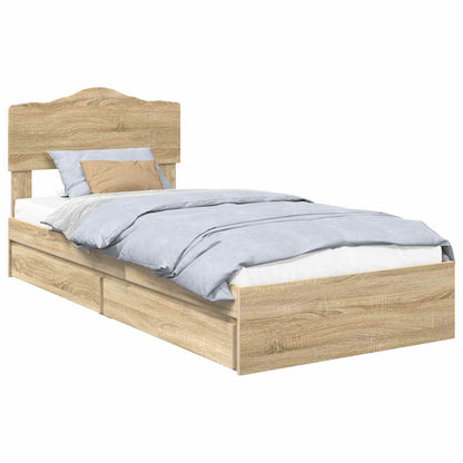Storage Bed with Drawer Sonoma Oak 90 x 200 cm Engineered Wood
