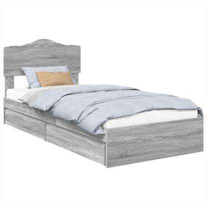 Storage Bed with Drawer Grey Sonoma 90 x 200 cm Engineered Wood
