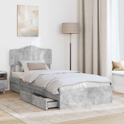 Storage Bed Concrete Grey 90 x 190 cm Engineered Wood