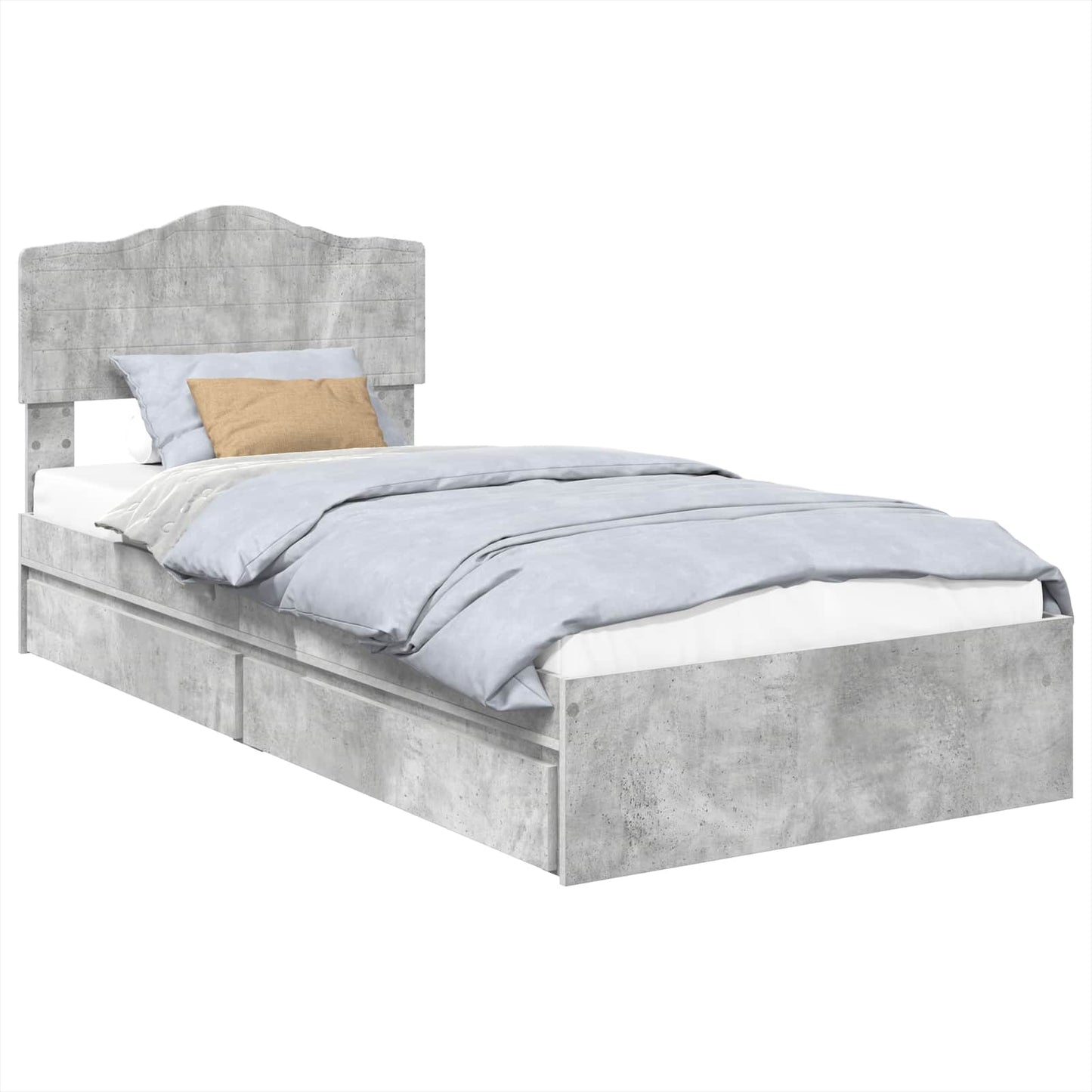 Storage Bed Concrete Grey 90 x 190 cm Engineered Wood