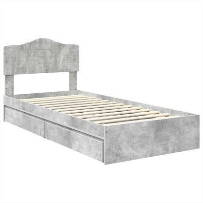 Storage Bed Concrete Grey 90 x 190 cm Engineered Wood