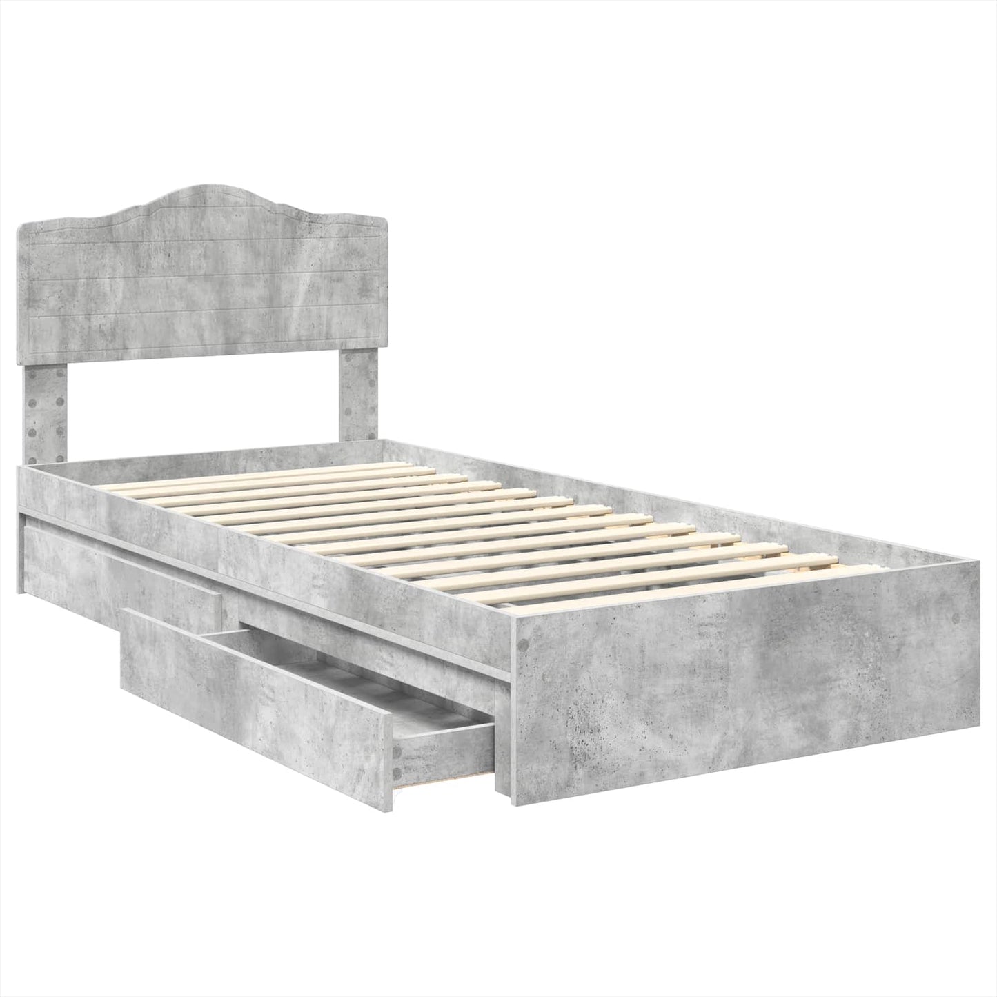 Storage Bed Concrete Grey 90 x 190 cm Engineered Wood