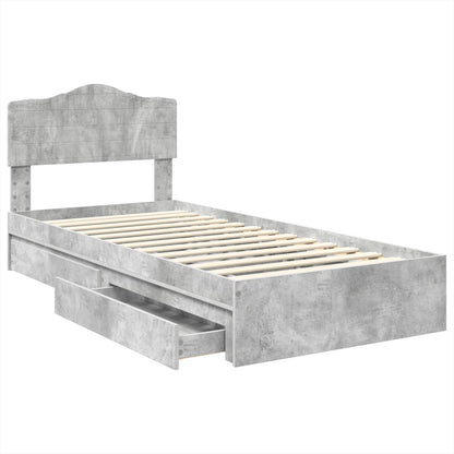 Storage Bed Concrete Grey 90 x 190 cm Engineered Wood