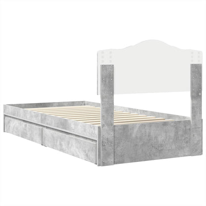 Storage Bed Concrete Grey 90 x 190 cm Engineered Wood