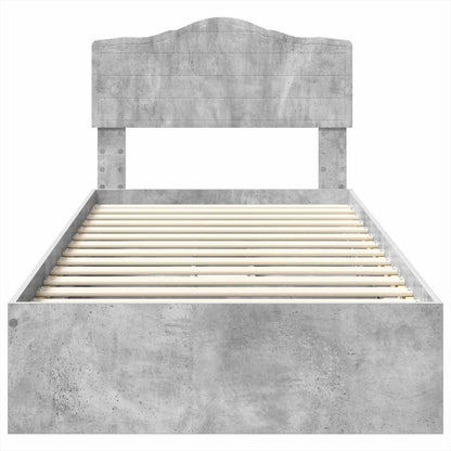 Storage Bed Concrete Grey 90 x 190 cm Engineered Wood