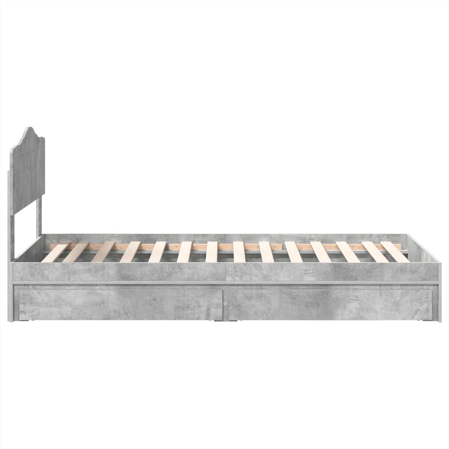 Storage Bed Concrete Grey 90 x 190 cm Engineered Wood
