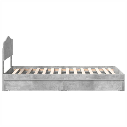 Storage Bed Concrete Grey 90 x 190 cm Engineered Wood