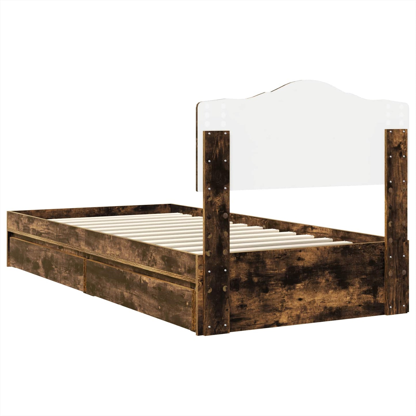 Storage Bed with Drawer Smoked Oak 90 x 190 cm Engineered Wood
