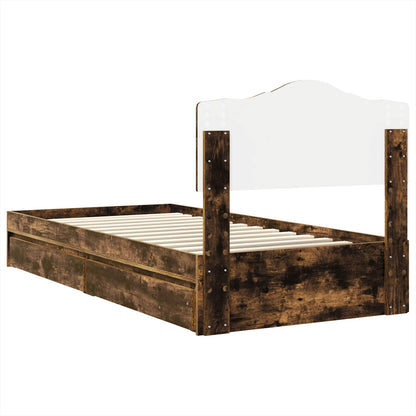 Storage Bed with Drawer Smoked Oak 90 x 190 cm Engineered Wood