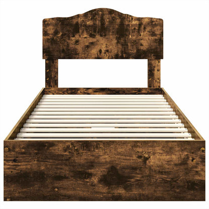 Storage Bed with Drawer Smoked Oak 90 x 190 cm Engineered Wood