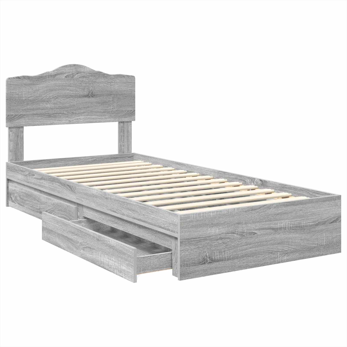 Storage Bed with Drawer Grey Sonoma 90 x 190 cm Engineered Wood