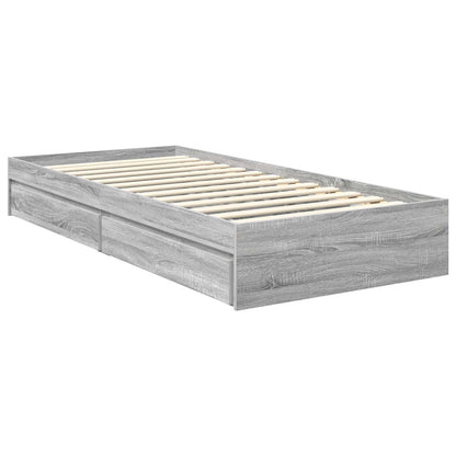 Storage Bed with Drawer Grey Sonoma 90 x 190 cm Engineered Wood