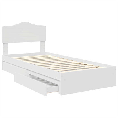 Storage Bed with Headboard White 70 x 190 cm Engineered Wood