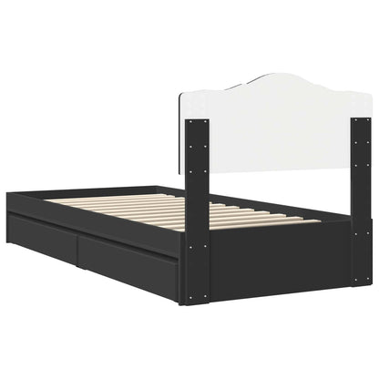 Storage Bed with Headboard Black 70 x 190 cm Engineered Wood