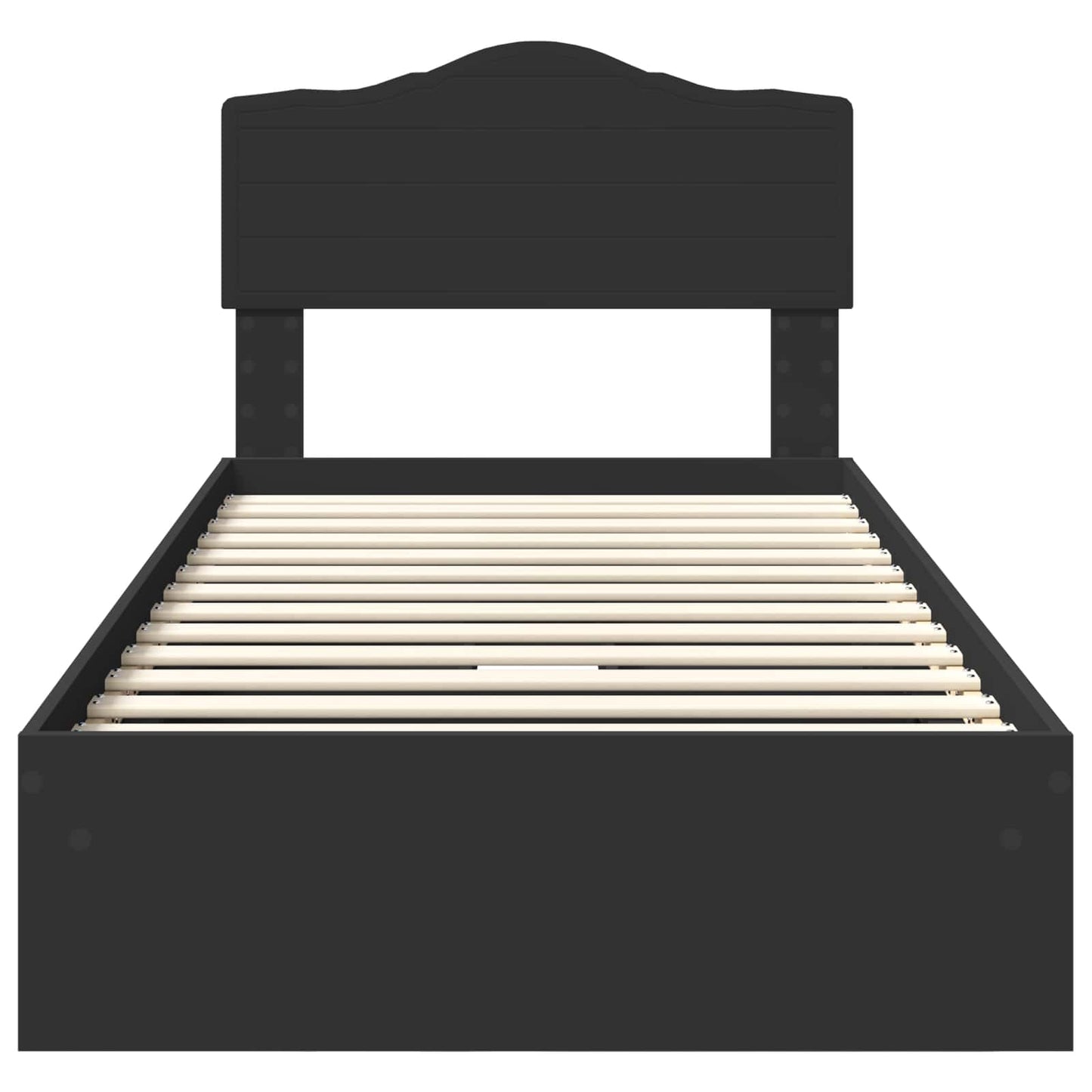Storage Bed with Headboard Black 70 x 190 cm Engineered Wood