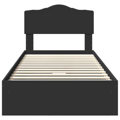 Storage Bed with Headboard Black 70 x 190 cm Engineered Wood