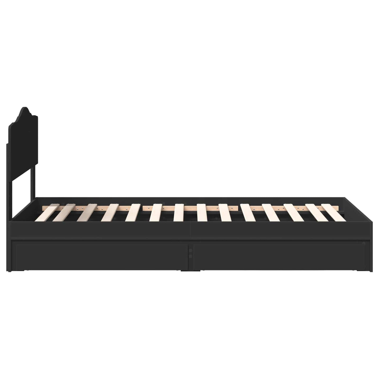 Storage Bed with Headboard Black 70 x 190 cm Engineered Wood
