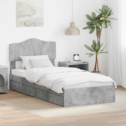 Storage Bed Concrete Grey 70 x 190 cm Engineered Wood