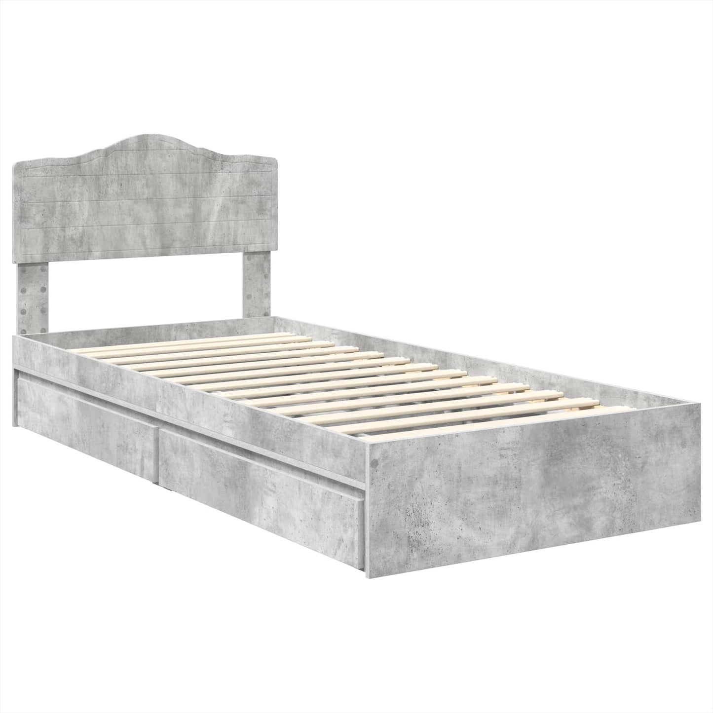 Storage Bed Concrete Grey 70 x 190 cm Engineered Wood