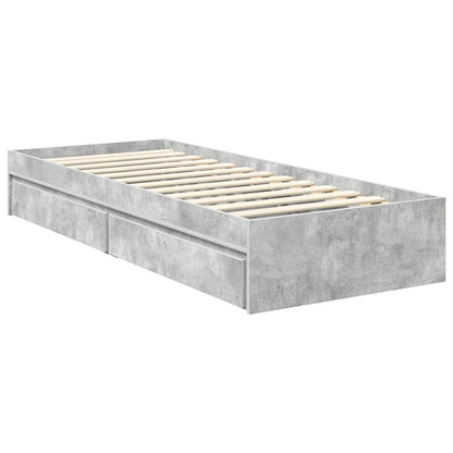 Storage Bed Concrete Grey 70 x 190 cm Engineered Wood