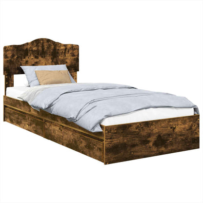 Storage Bed with Drawer Smoked Oak 70 x 190 cm Engineered Wood